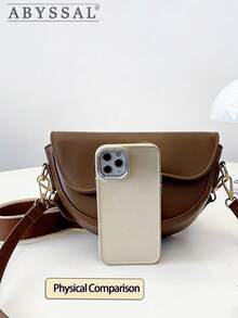 Classic Women's Retro Style Crossbody Bag, Fashionable And Versatile Solid Color Portable Adjustable Shoulder Strap Saddle Bag, Premium PU Leather Saddle Bag - Minimalist Semi-Circle Crossbody Bag,Vintage Saddle Bag - 3-Way Crossbody/Shoulder/Underarm Bag For Women,Y2K Retro Saddle Bag,Minimalist Small PU Leather Bag,Casual And Simple Wide Strap Shoulder Bag Suitable For Commuting To Work, Going Out Shopping And Dating. , Old Money, Travel, And Outings,For All Occasions, Dating,Gift For Girlfriend, Valentine's Day Gift,[US Local Warehouse] - 彩色 - 查看 4
