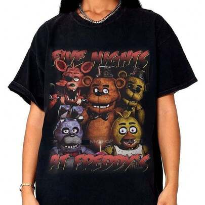 FNAF Women's Fashion Logo Print T-Shirt - Short Sleeve Crew Neck Cotton Top