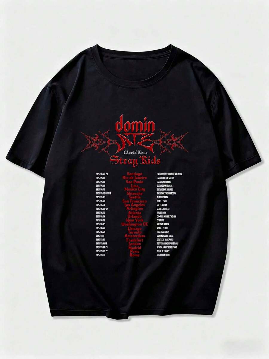 StraySkidss Concert T-Shirt Dominate Tour SKZ K-Pop Merch - 黑色 - 查看 1