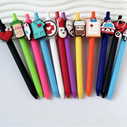 1pc Creative Nurse Ballpoint Pen, Cartoon Style Minimalist Personalized Signature Pen, Black Ink 1.0mm, Waterproof, Quick-Drying, Smooth Writing, Comfortable Grip, Durable, Suitable For Art Creation, Writing, Back To School, Office, Classroom, Home, Winter, Thanksgiving, Christmas, Saudi National Day, New Year, Valentine's Day, Birthday, Holiday, Gift For Boyfriend, Girlfriend, Adults