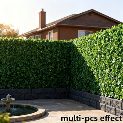 JHSHUDSE 1pc 19.88 Inch Artificial Evergreen Ivy Privacy Fence Panel - Realistic Outdoor Plastic Greenery Screen With Easy-Install Panels And Base, All-Weather Durable Garden Wall, Suitable For Balcony, Pool Fencing, Low-Maintenance Year-Round Decor, Spring/Summer Home Decoration, Faux Greenery