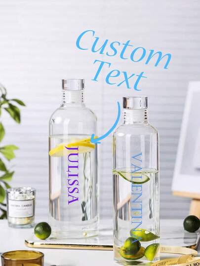 1pc Customized Water Bottle With Personalized Text & Time Scale, Transparent Plastic Cup For Outdoor Travel, Picnic, Car, Large Capacity Sports Water Bottle, Juice & Coffee Cup, European & American INS Style, Suitable For Men & Women, Personalized Birthday, Holiday Gift