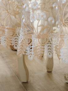 HXARTMIS 1 Piece, Beige Lace Embroidered Polyester Round Tablecloth. Material: Polyester. Italian Terms: Tablecloth, Tablecloth, Birthday, White Tablecloth, Baptism, Pink Tablecloth, Stain-Resistant Tablecloth, Furniture Doilies, Living Room Rug, Plastic Kitchen Tablecloth, Round Tablecloth, Square Tablecloth, Bedroom Doilies, Black Tablecloth - Beige - View 5