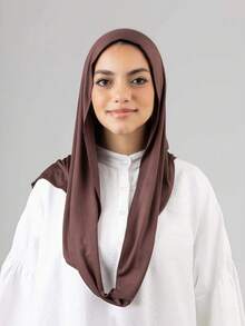 1件装女士经典纯色头巾，预缝制裹颈围巾，可调节多用途头巾，柔软舒适的粘胶纤维面料，适合日常佩戴、运动、瑜伽 - instant hijab - 查看 27