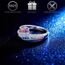 1pc 925 Sterling Silver Cubic Zirconia Unique Line Design Ring, Suitable For Daily Wear, Banquet, Wedding, Birthday Gift, Mother's Day Gift - Silver - View 8