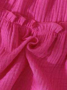 Baby Girl Spaghetti Strap Ruffle Bow A-Line Cake Dress, Suitable For Everyday Outings In Spring/Summer - Hot Pink - View 8