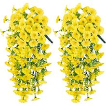 1个仿真紫藤花环，逼真花卉家居花园婚礼装饰，春季装饰，情人节，婚礼拱门，墙面装饰，花园装饰，卧室装饰，办公室装饰，派对装饰 - 黃色 - 查看 2