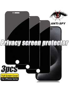 3片装隐私屏幕保护膜，凹槽设计，防刮钢化玻璃，兼容 17 Pro Max/17/16 Pro Max/16/15/14/13/12/11系列，兼容手机壳，易于安装。全屏覆盖，采用9H硬度高品质玻璃制成，兼容手机壳。 - 黑色 - 查看 14