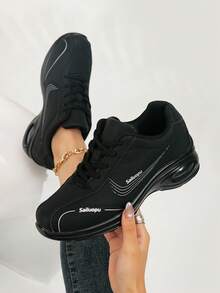 SAILUOPU Women's Casual Sneakers, Thick Sole Air Cushion Shock Absorbing Lightweight Shoes - Black - View 8