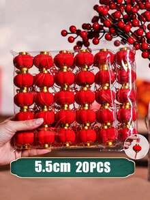 10/20/30pcs Mini Chinese Lantern Flocked Small Red Lanterns, DIY Spring Festival, Wedding, New Year Decoration Supplies - Multicolor - View 12