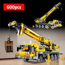 600pcs City Series Mechanical Crane Building Blocks Set, Yellow Engineering Crane Model, Movable, Rotatable, Lifting, Suitable As Birthday, Christmas Or Halloween Gift For Collectors - Vehicle Building Blocks - View 8