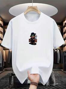 Nueva camiseta de manga corta con estampado para hombre, top versátil de moda para el verano - Plateado - Ver 1