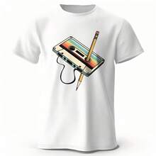 Herren Sommer Essential 100% Cotton Printed T-Shirt, Soft & Breathable Round Neck Short Sleeve Tee, Unisex Casual Wear - 白色 - 查看 1