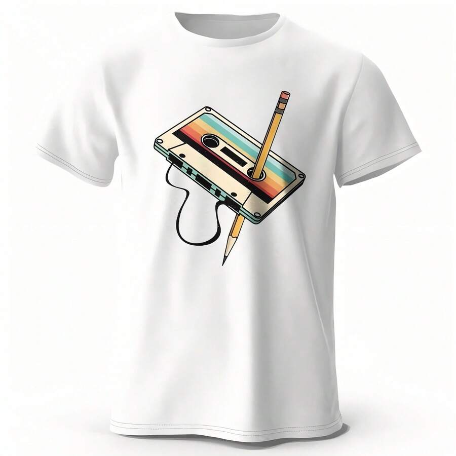 Herren Sommer Essential 100% Cotton Printed T-Shirt, Soft & Breathable Round Neck Short Sleeve Tee, Unisex Casual Wear - 白色 - 查看 1