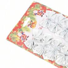 Silver Glitter Mini Xmas Bows 48 Pack - Holiday Hanging Sparkle Decor For Christmas Trees & Garlands - Silver - View 7
