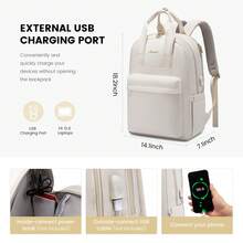 LOVEVOOK Laptop Backpack For Women, 17 Inch Travel Laptop Bag, Waterproof Computer Backpack Purse For Work Teacher Nurse, Durable Casual Daypack - Màu be - Xem 5