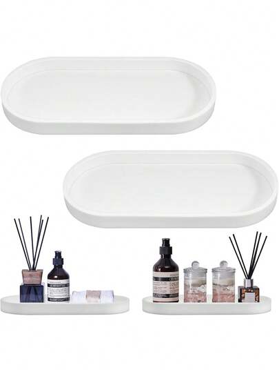 Countertop Storage Tray, Decorative Soap And Cosmetic Rack, Silicone Bathroom Tray - 9.8 Inches, Kitchen Tray, Vanity Storage Tray, Modern Bathroom Decor, Suitable For Storing Soap Dispensers, Cosmetics, Candles, Perfumes And Plants.