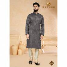 Conjunto tradicional de kurta y pijama de jacquard negro - Vestimenta para hombres - Multicolor - Ver 5