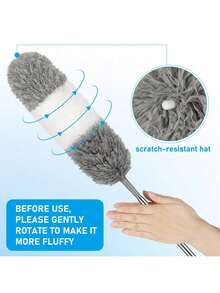 1 Set Extendable Stainless Steel Rod Microfiber Duster (83-245cm), Reusable And Washable, Suitable For Cleaning Ceiling Fans, High Ceilings, Blinds, Furniture And Cars - Scalable - View 8