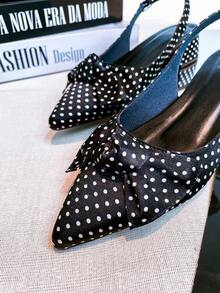 Slingback Open-Toe Pump With A Heel Below 3cm. - Polka Dot Bow - View 7