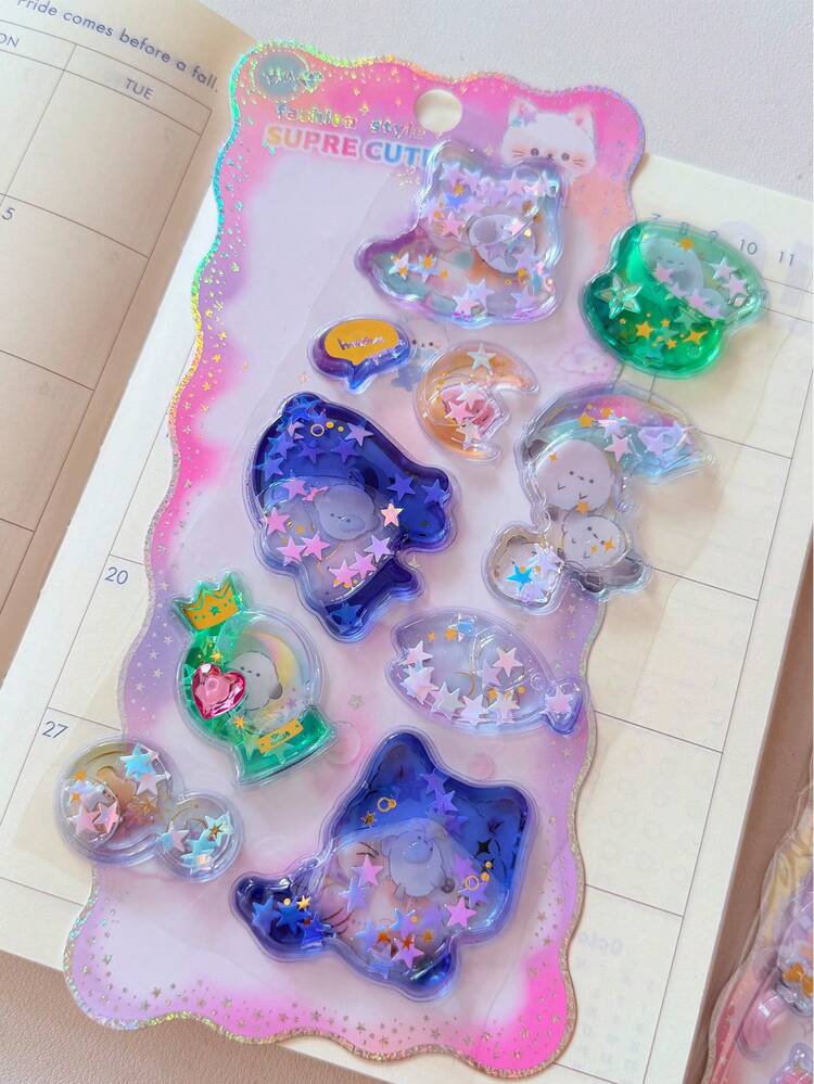 3Dウォーターフィルドホイルステッカー、カートゥーン3Dウォーターフィルドシェイカー装飾ステッカー、クリスマスDIY - マルチカラー - 見る 11