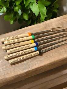S'mores Sticks For Roasting Marshmallows And Hot Dogs Over The Campfire. BBQ. Cooking Utensil. Personalized Skewer Gift. Camping, Marshmallow Roasting Sticks, S'more Stick, Roasting Stick, Personalized Gift, Expanding Or Expandable Roasting Stick, Hot Dog Stick, Camping, Custom Engraved S'mores Roasting Stick Set - Multicolor - View 8