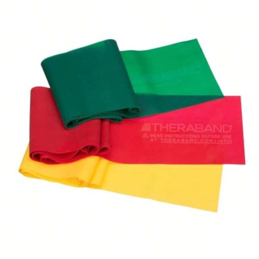Juego de bandas de resistencia sin látex para ejercicio r e inferior del cuerpo entrenamiento de fuerza terapia física pilates rehabición amarillo rojo y verde principiante-060 - Sin látex versión antigua - Ver 1