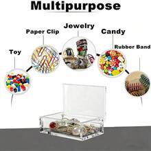 Caja de acrílico con tapa abatible, caja de exhibición con tapa transparente y bisagras, pequeño contenedor de almacenamiento multiusos para escritorio para recuerdos, joyas, dulces - 4 x 2,3 x 1,18 pulgadas - Ver 7