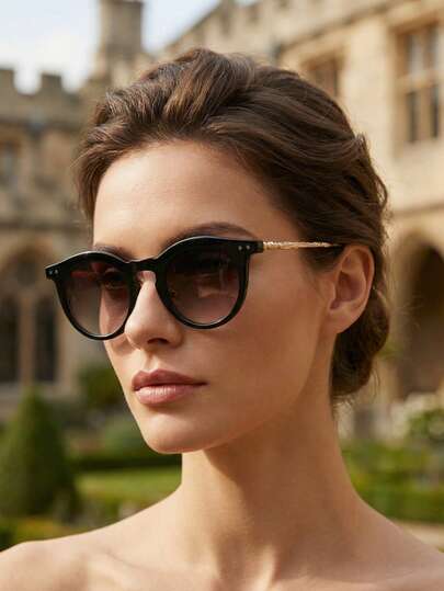 Women's Plastic Round Full-Frame Metal Temple Sexy Elegant Fashion Glasses, Suitable For Daily Commute, Outfit Matching, Photography, Outdoor Vacation, Also A Great Back-To-School Gift, Perfect For Halloween, Christmas, Easter, Valentine's Day, Independence Day, Thanksgiving, New Year