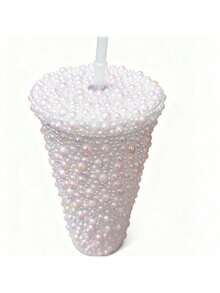 1pc Diamond-Encrusted Bead - Featuring A Sparkling Pearlescent Design, This Reusable Cup With A Straw Is Leak-Proof And Perfect For Party Drinks, Daily Use, And As A Birthday/Valentine's Day Gift - Multicolor - View 15