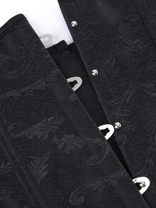 Cinturón de corset de estilo gótico negro con estampado floral jacquard para mujer - Negro - Ver 5