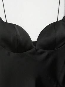 DEEKA Women's Satin Camisole Top, Sexy And Fashionable, Black, Spring/Summer - Black 1 - View 7