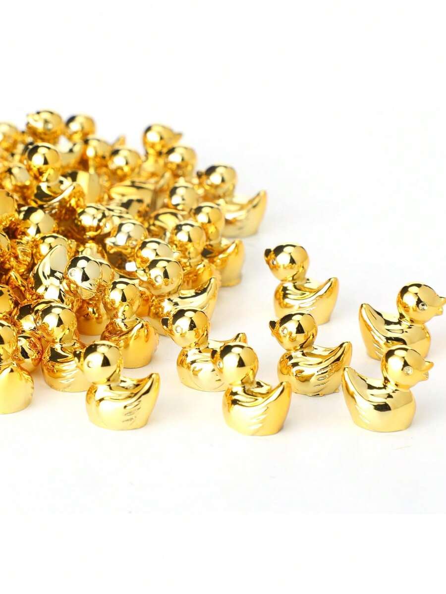10pcs Mini Golden Duck Sculptures, Wholesale Golden Duck Figurines, Small Ornaments For Garden Landscape, Potted Plants, DIY Crafts, Party, New Year, Wedding Gifts - Multicolor - View 1