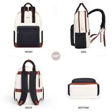 LOVEVOOK Laptop Backpack For Women, 17 Inch Travel Laptop Bag, Waterproof Computer Backpack Purse For Work Teacher Nurse, Durable Casual Daypack - 黑白棕 - 查看 7