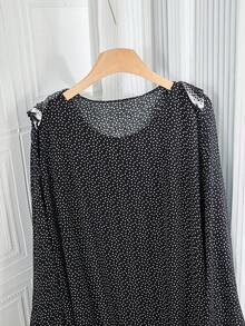 Ditsy Floral Print Lace Trim Hooded Abaya - Multicolor - View 2