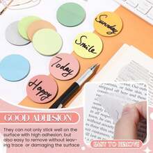 Sabary 500 Sheets Transparent Sticky Notes Round Translucent Sticky Notes Tabs Colorful Page Flags Stickers Clear Book Markers Bible Journaling Office Back To School Supplies(1.75 Inch,Bright) - Màu A - Xem 3