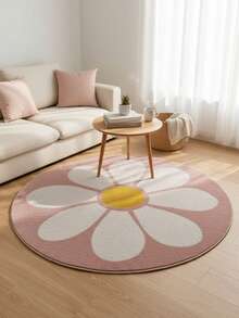 1pc Soft Pink Floral Area Rug, Small Daisy Round Pink Design Flower Carpeting, Decorative Mat, Bedroom Decor, Small Rug, Carpet, Home Decor, Living Room Rug, Bedroom Rug, Living Room Home Decor, Outdoor Rug, Washable Carpet - Multicolor - View 13