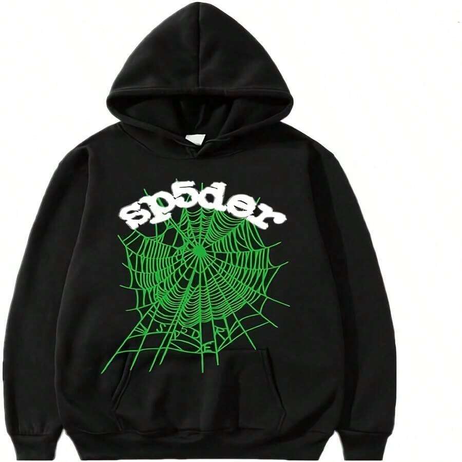 Hoodie For Women Spider Graphic Long Sleeve Sweatshirt Spyder Unisex Hoodies Y2k Fall With Pockets BlackY2Y-W-Vacation Outfits Women - 黑色 - 查看 1