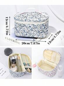 Custom Flower Makeup Bag, Personalized Bridesmaid Makeup Bag, Seersucker Cosmetic Bag For Girl, Large Capacity Cosmetic Bag, Bridesmaid Bridal Gifts, Makeup Organizer, Monogrammed Toiletry Bag, Embroidered Make Up Bag - Multicolor - View 9