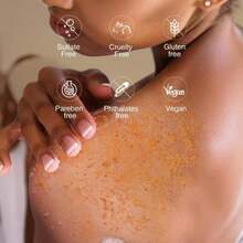 Turmeric Body Scrub Vitamin C Exfoliating Body Scrub With Collagen And Coconut Oil Body Exfoliator Dead Skin Remover Smooth And Hydrated Natural Scrub For Butt Bikini Area With Loofah - White - 查看 9