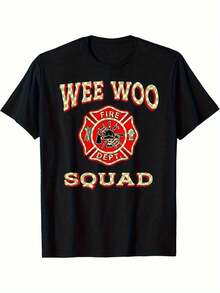 Camiseta Negra Hombre Wee Woo Squad Edición Bomberos Diseño Casual y Único Perfecto para Fanáticos Urbanos Estilo Streetwear Mexicano Inspiración Heroica para Jóvenes 100% Algodón Regalo Ideal Fiesta Día del Padre - Negro - Ver 1