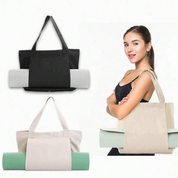Zaino per tappetino da yoga di grande capacità personalizzato - una borsa in tela durevole e multifunzionale adatta per fitness, viaggi e uso quotidiano, leggera e lavabile - adatta per uomini e donne per pilates, viaggi, spiaggia e palestra.
