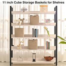 11 Inch Cube Storage Bins, Organizing Bins For Cube Organizer, Storage Baskets For Organizing, Woven Storage Basket For Shelves, Cotton Rope Toy Baskets Storage , Brown (Pack Of 3) - màu nâu - Xem 2