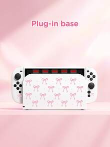 1个粉色蝴蝶结波点图案保护壳/透明闪光保护壳，兼容Switch 2/Switch NS/Switch OLED/Lite，Switch主机配件，全套包含收纳袋、卡槽底座，Switch玩家的最佳礼物 - 彩色 - 查看 12
