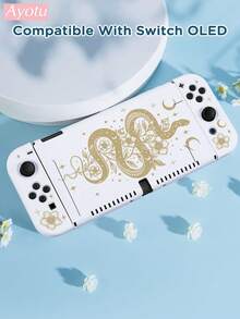 Ayotu Snake Skin Floral & Star Pattern Switch Protective Case, Suitable For New Switch 2 (2025)/Switch NS/Switch OLED, Can Be Used On Docking Station Without Removing, Universal Game Controller Protective Cover, Switch Gaming Accessories, Anti-Fall And Scratch, Romantic For Autumn/Winter, Back To School, Christmas, Valentine's Day Gift - Multicolor - View 8