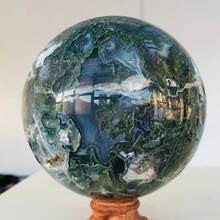 1 quả cầu pha lê mã não rêu quý hiếm tuyệt đẹp, quả cầu thạch anh xanh Geode, bộ sưu tập khoáng vật phong cách Bohemian tuyệt đẹp, quả cầu mã não cỏ nước, đá quý hiếm, trang trí nhà cửa, trang trí nghệ thuật, quà tặng độc đáo cho ngày lễ, món quà hoàn hảo cho Halloween/ - màu xanh lá - Xem 4
