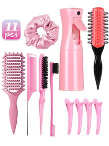 1/2/3/4/5/6/11/12pcs Hair Styling Set: Brand New 9-Row Comb, Detachable Curling Comb With Side Teeth, Upgraded Styling Comb, 200ml Spray Bottle With Excellent Sealing And Anti-Leakage Design, Edge Comb, Detangling Comb, Tail Comb Hair Tool Kit - Multicolor - View 4