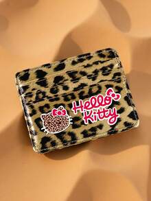 1PC Hello Kitty Leopard Print PU Card Holder Slim Wallet Multi Slot Credit Card Case With Snap Closure For Daily Carry Gift For Valentine's Day & Couple Matching For Women Money Wallet Mini Wallet Purse Wallet Small Wallet Card Wallet Cat - Multicolor - View 5