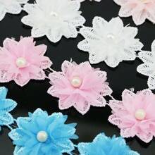 (17 chiếc/cuộn) Phụ kiện cài tóc hình hoa ngọc trai, rộng 5cm, dành cho bé gái, dùng để trang trí nhà cửa, làm thủ công DIY. - Màu sắc hỗn hợp - Xem 3