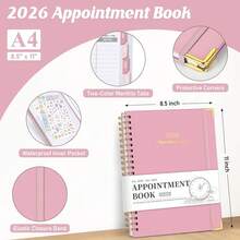 Appointment Book 2026, Hourly Planner From Jan. 2026 - Dec. 2026, 8.5\*11\ Large Weekly & Monthly Appointment Planner, Daily Agenda Book With 30-Minute Interval For Office Schoolsss, Pink - Pink - View 3